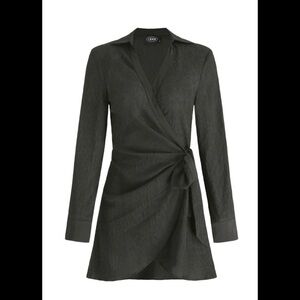 Cider textured side tie mini wrap dress